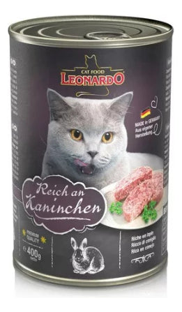 Alimento Húmedo Leonardo, Gato, Pack Latas 6x400gr, Conejo
