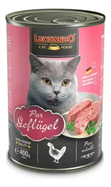 Pack De 6 Latas-húmeda Leonardo Pur Geflugel (ave) 400gr C/u