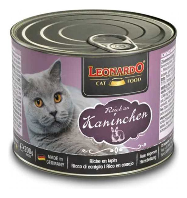 Pack 6 Latas Humedo Leonardo (sabor Conejo) 200gr C/u