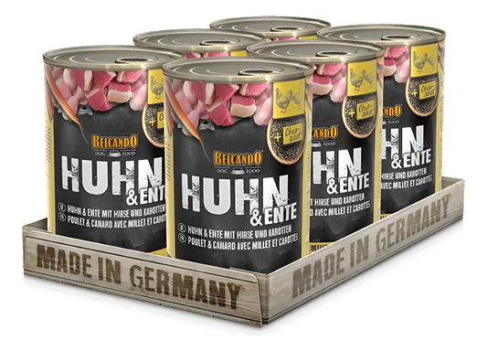 6 X Latas Alimento Húmedo Perro Belcando Pollo Y Pato 400g