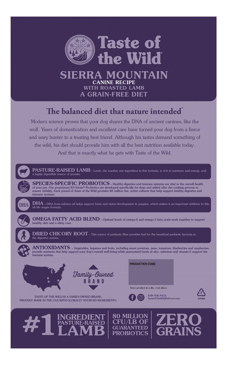 Taste Of The Wild - Sierra Mountain Cordero Asado Adult 2kg