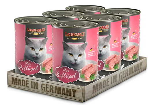 Pack De 6 Latas-húmeda Leonardo Pur Geflugel (ave) 400gr C/u