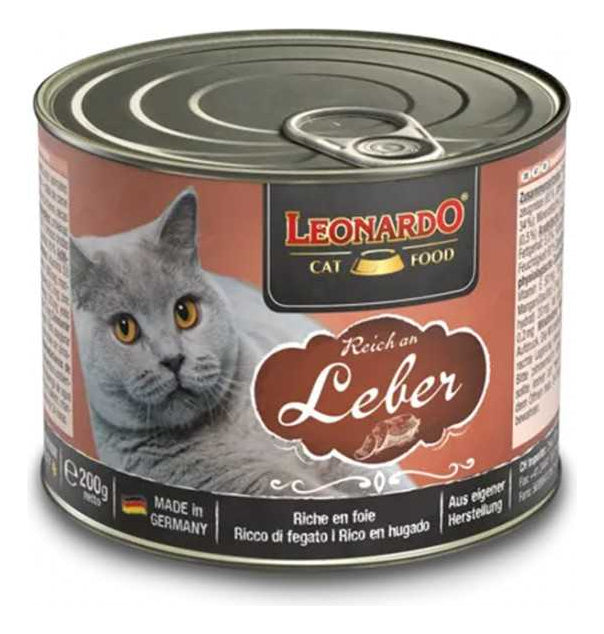 Pack 6 Latas Humedo Leonardo Sabor Higado 200gr C/u