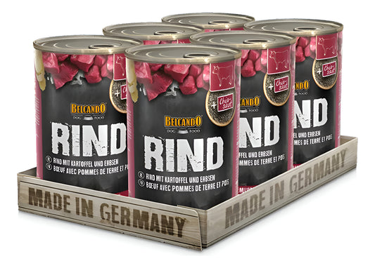 6 X Latas Alimento Húmedo Perro Belcando Rind Carne 400gr