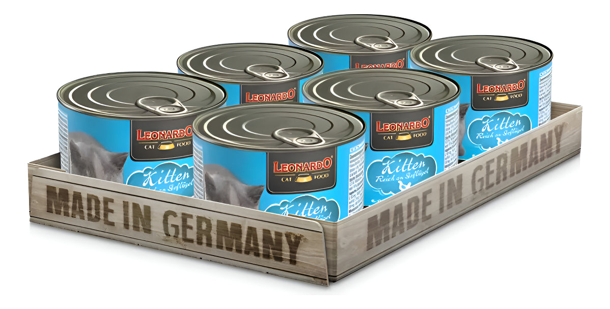 Pack 6 Latas Humedo Leonardo Kitten 200gr C/u